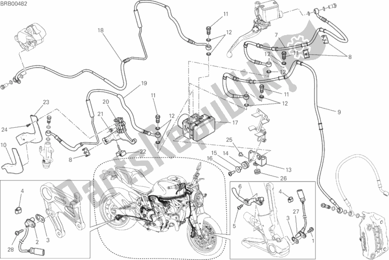 All parts for the Antilock Braking System (abs) of the Ducati Monster 821 Dark USA 2015